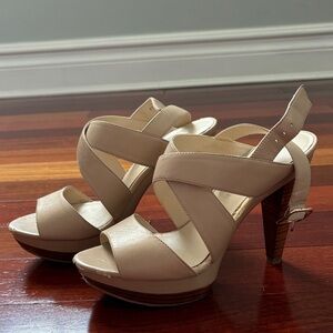 Audrey Brooke Beige Strappy Platform Heels